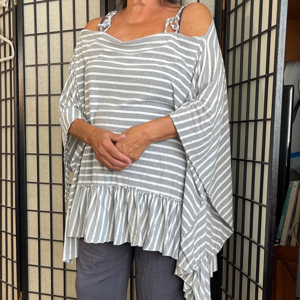 Free People Beach Gray Striped Women's Top